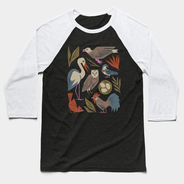 Bird Friends Baseball T-Shirt by Renea L Thull